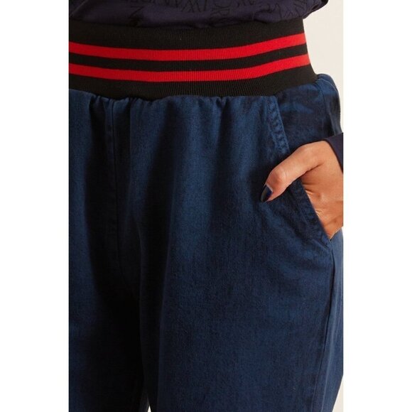💕RACHEL COMEY💕 Doxa Pant Striped Elastic Waist Acid Wash Denim Navy Large NWT - Picture 8 of 16